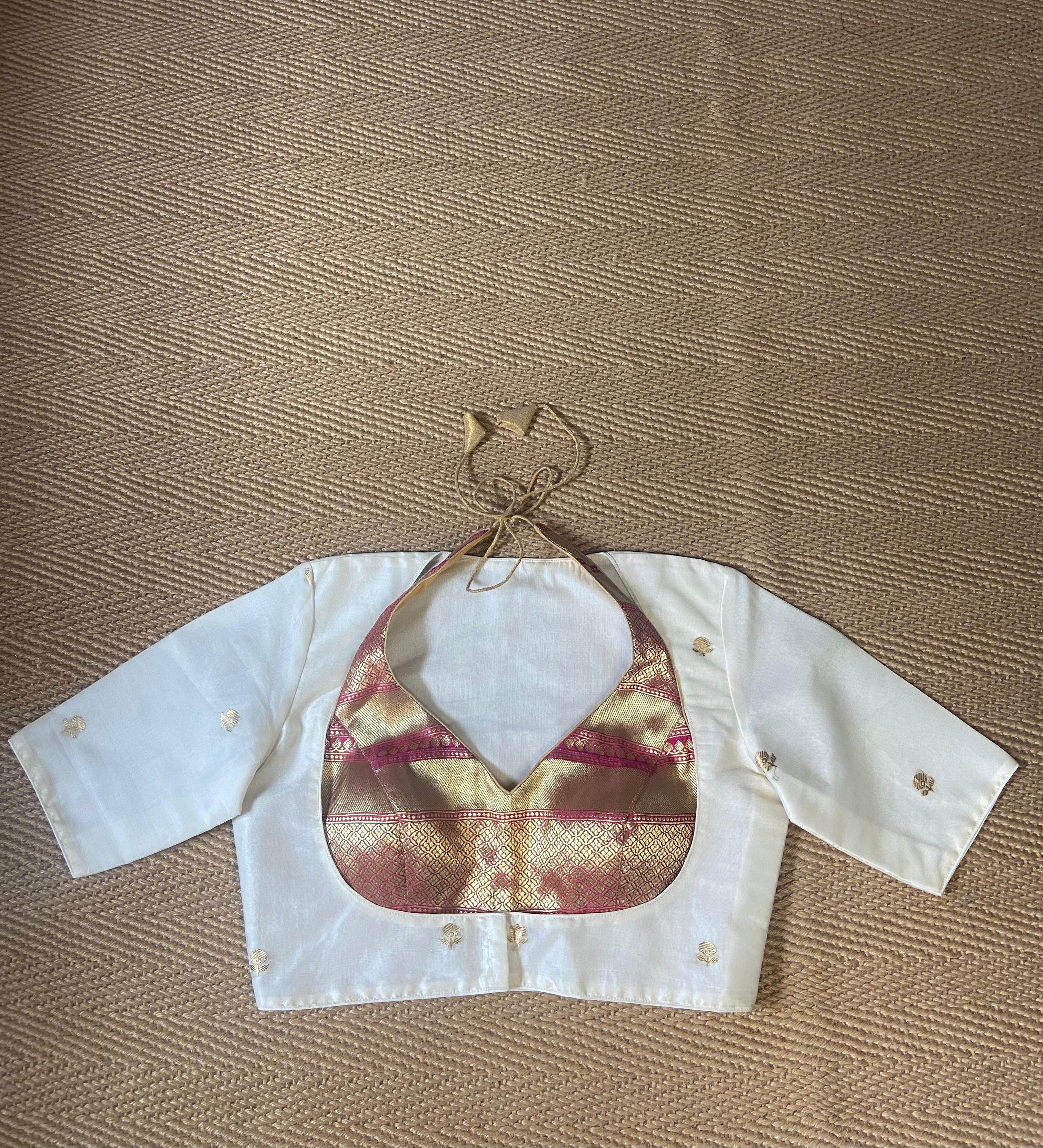 Off white and red 2 in one masaba style blouse