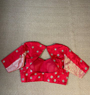 Red raw silk blouse