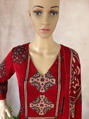 Modal silk kurti with Ajrakh hand block print