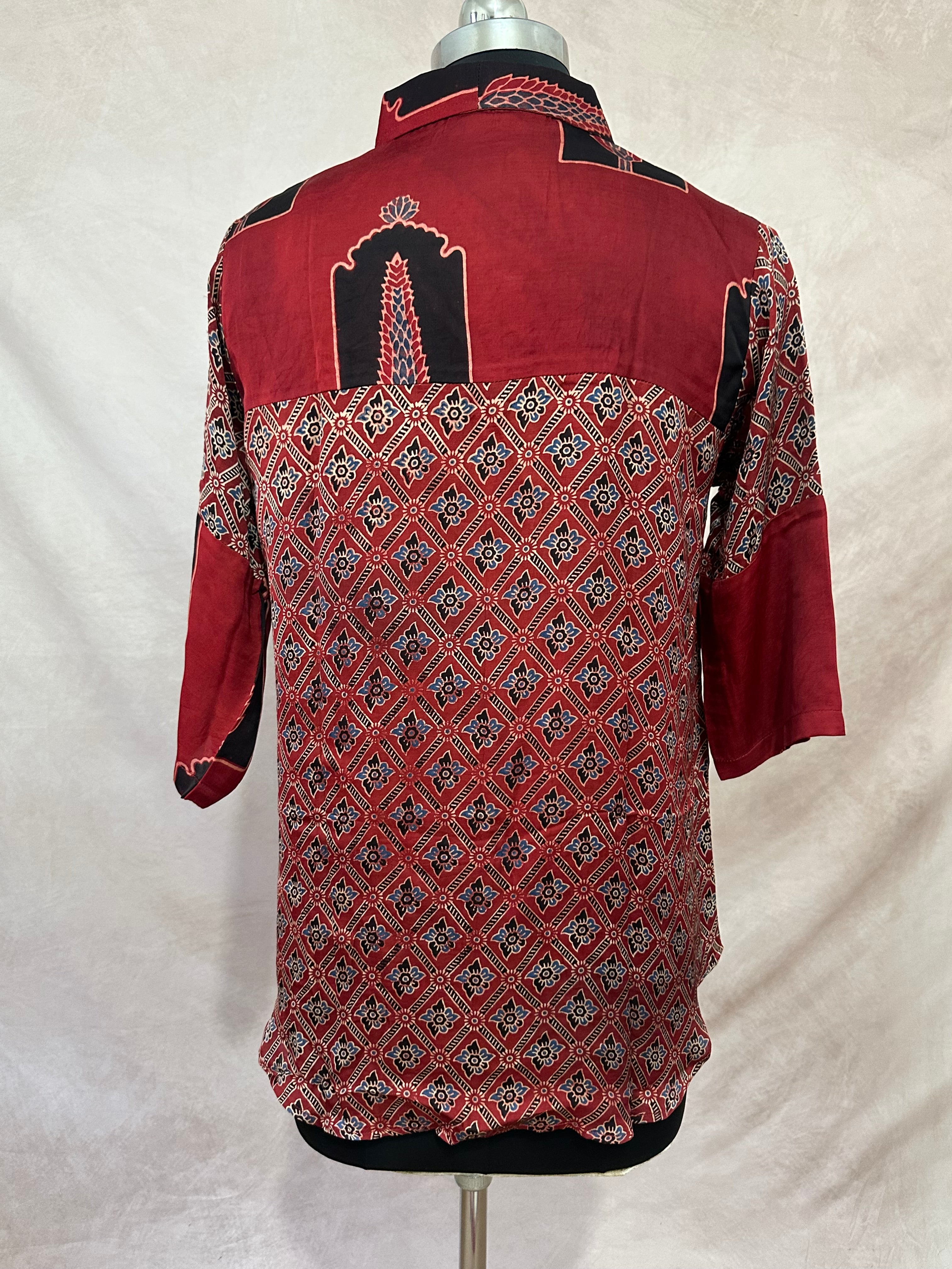 Pure Modal silk shirt with hand block print