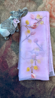 Hand painted light pink organza saree