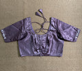 French lilac modal silk blouse with mirror work