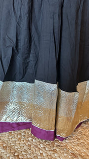 Black and Majenta 10 m flare skirt for garba with dupatta