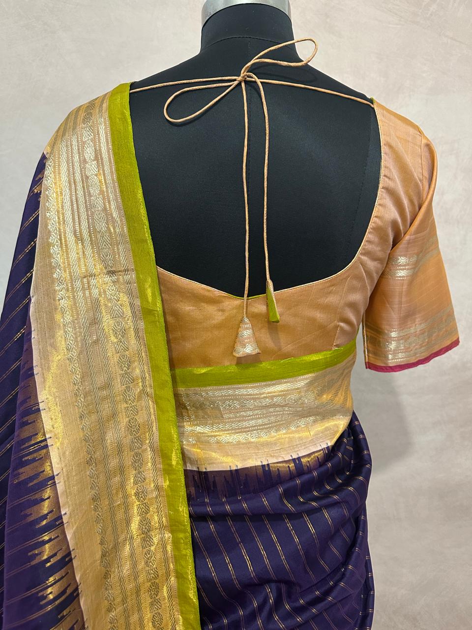 Pure silk handloom Gadwal saree with stitched blouse