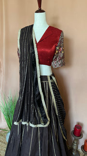 Brown 8m flare skirt for garba with Dupatta