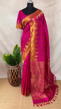 Handloom gadwal pure silk saree with tissue border and stitched blouse