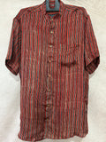 Ajrakh handblock printed Mandarin colar shirts in pure modal silk