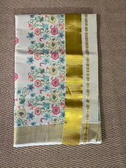 Cotton tissue floral digital printed set saree