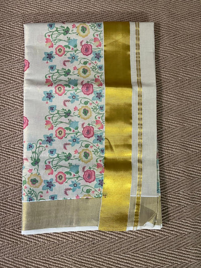 Cotton tissue floral digital printed set saree