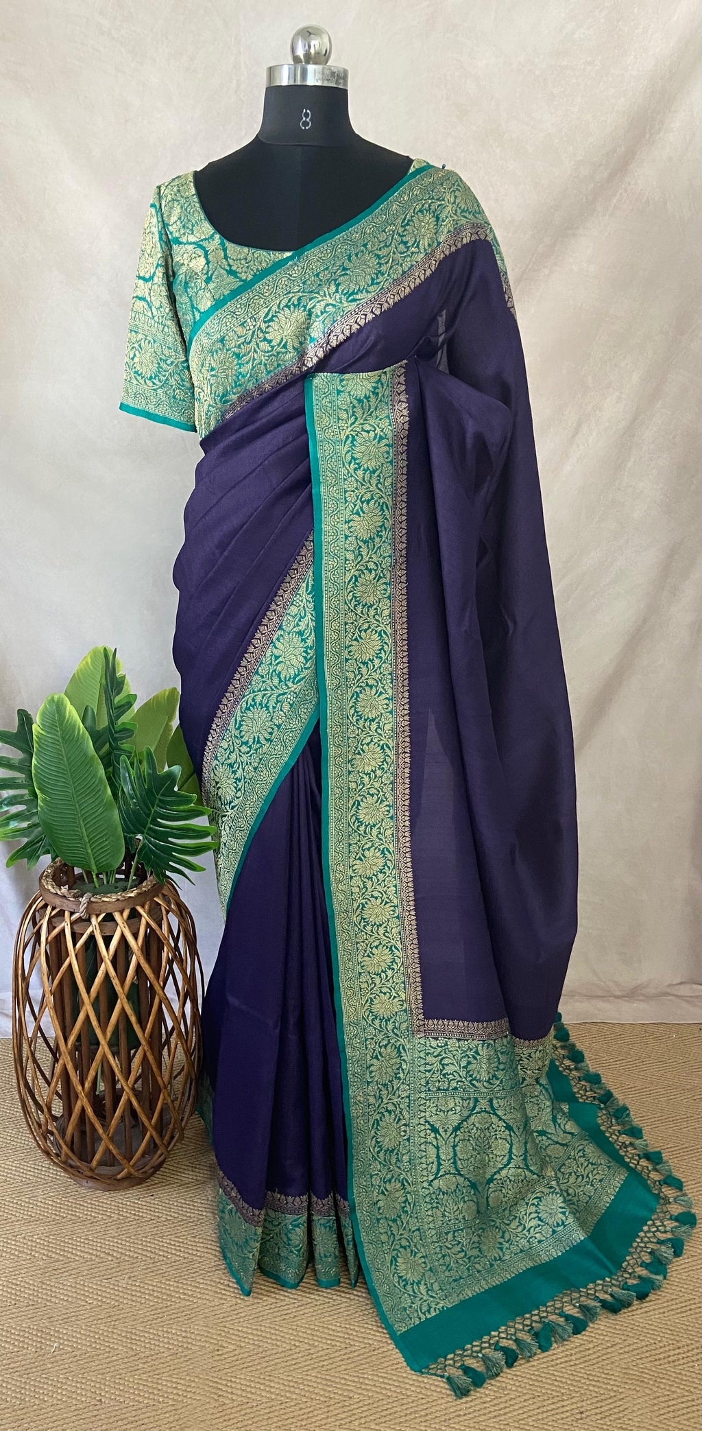 Pure Tussar banarasi saree with stitched blouse