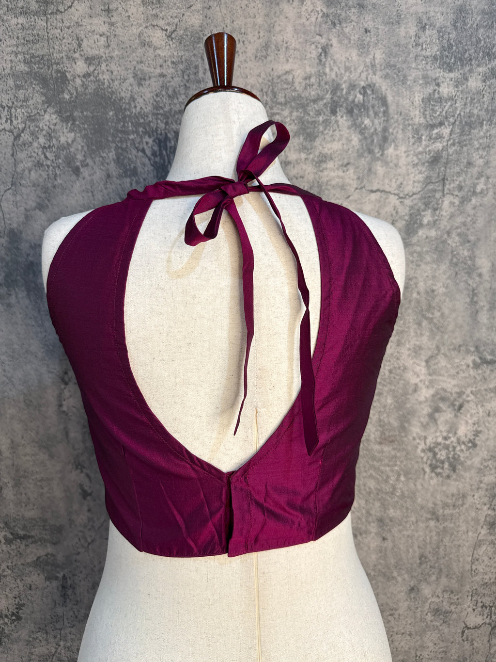 Majenta silk halterneck blouse