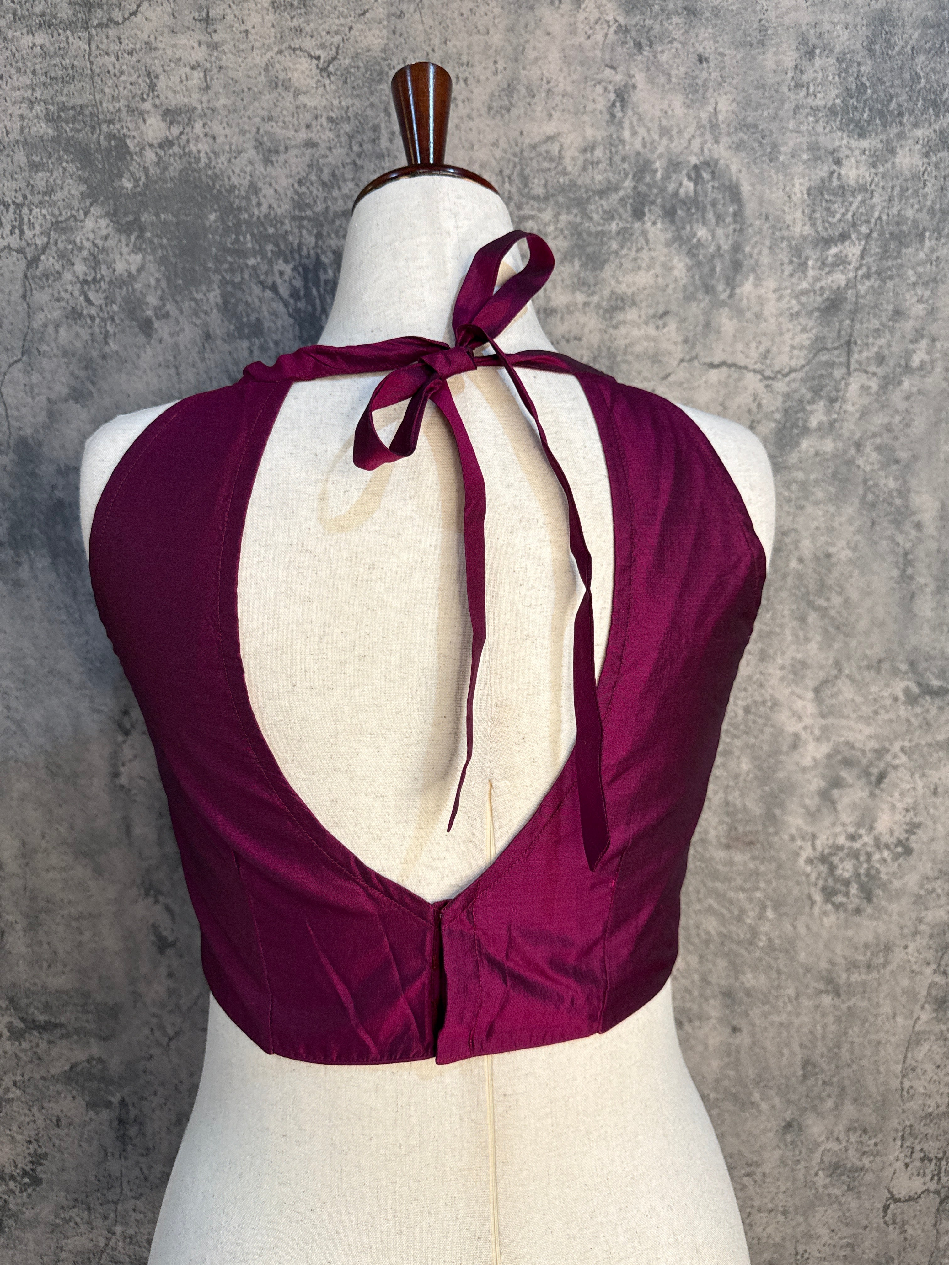 Majenta silk halterneck blouse