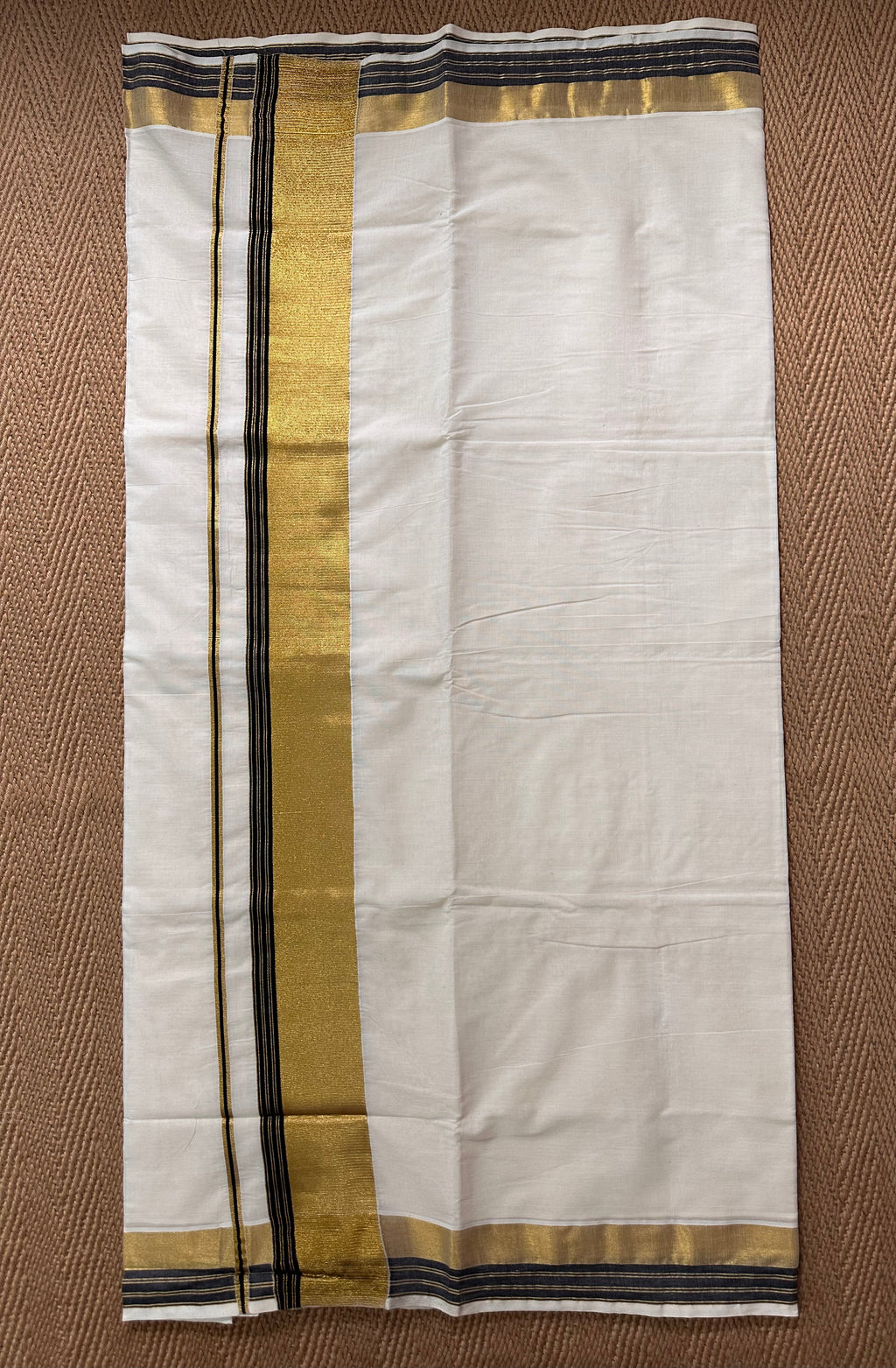 Black and gold border set saree