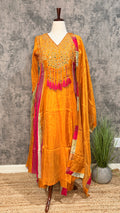 Orange designer kurti set