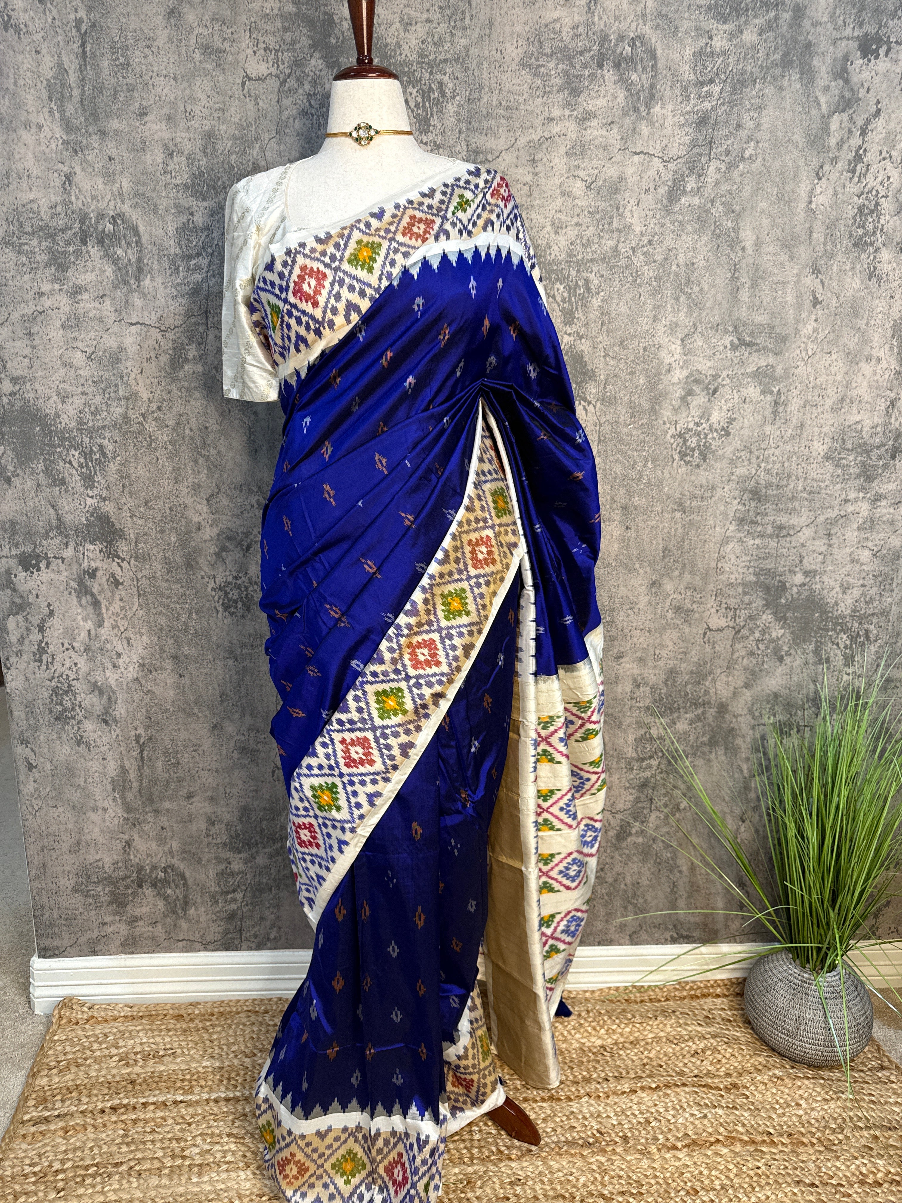 Blue Ikkat handloom saree