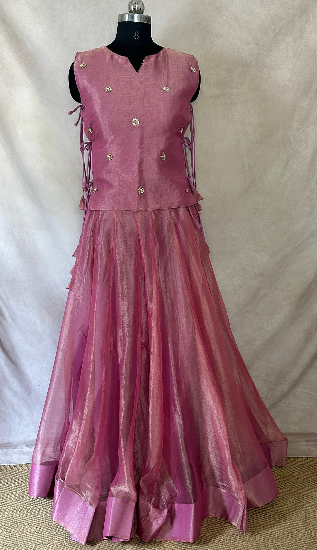 Rose Gold tissue lehanga
