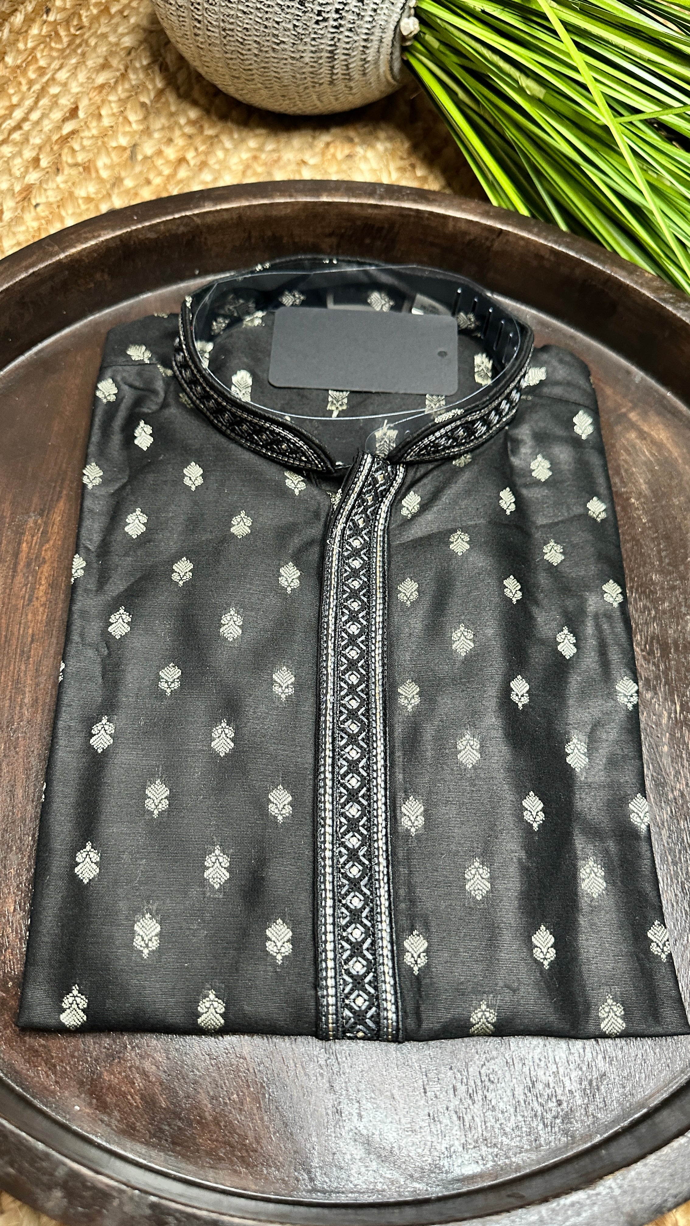 Black silk kurta - 38