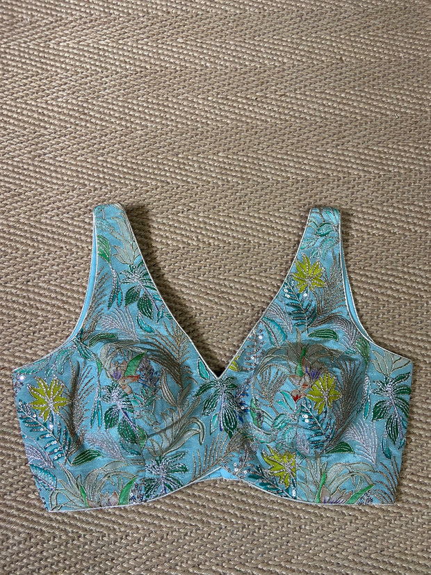 Light blue tissue silk blouse