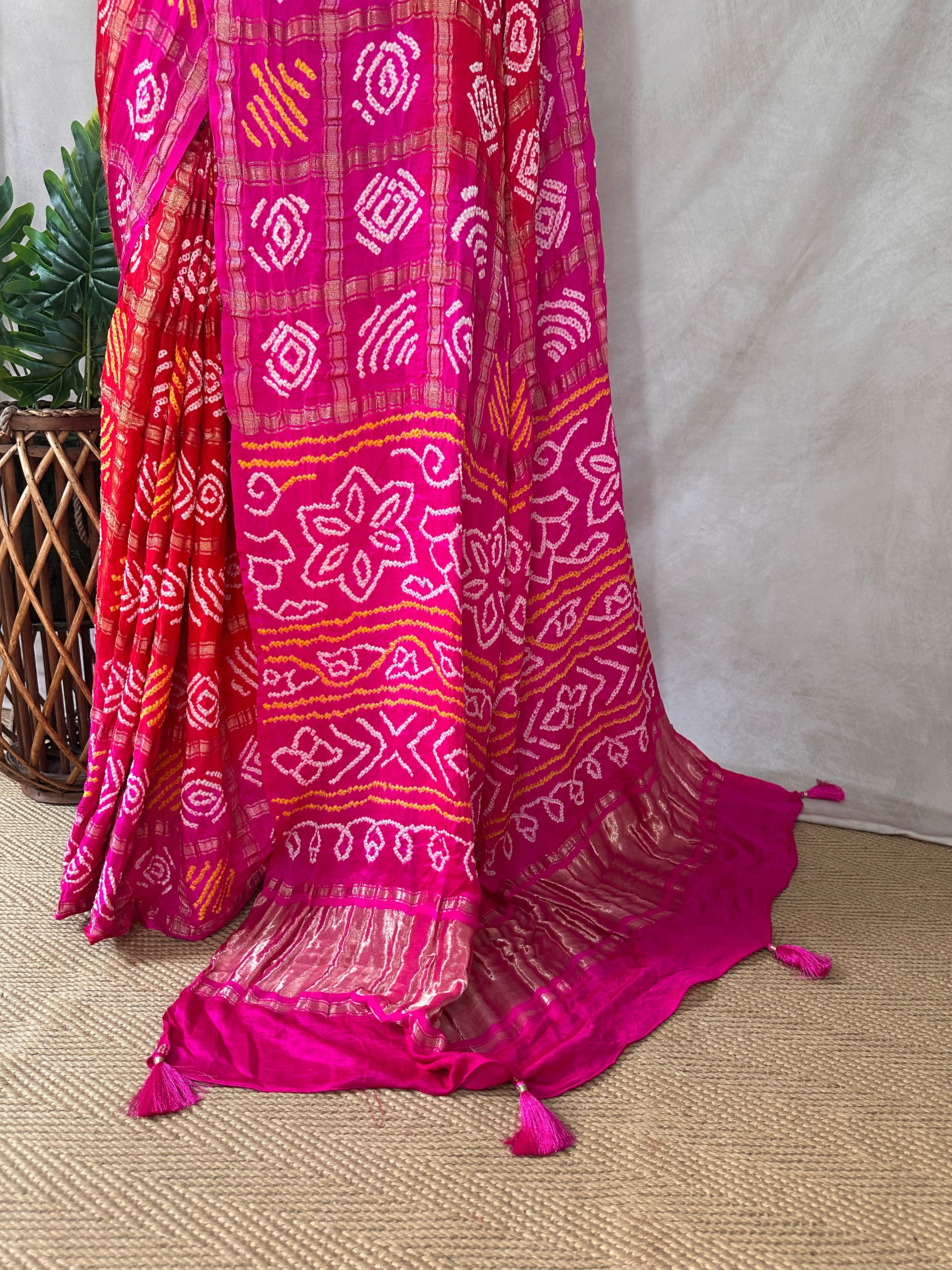 Pure gharchola Gajji silk saree with stitched blouse