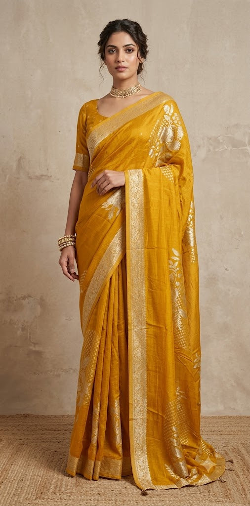 Crepe georgette saree with stitched blouse