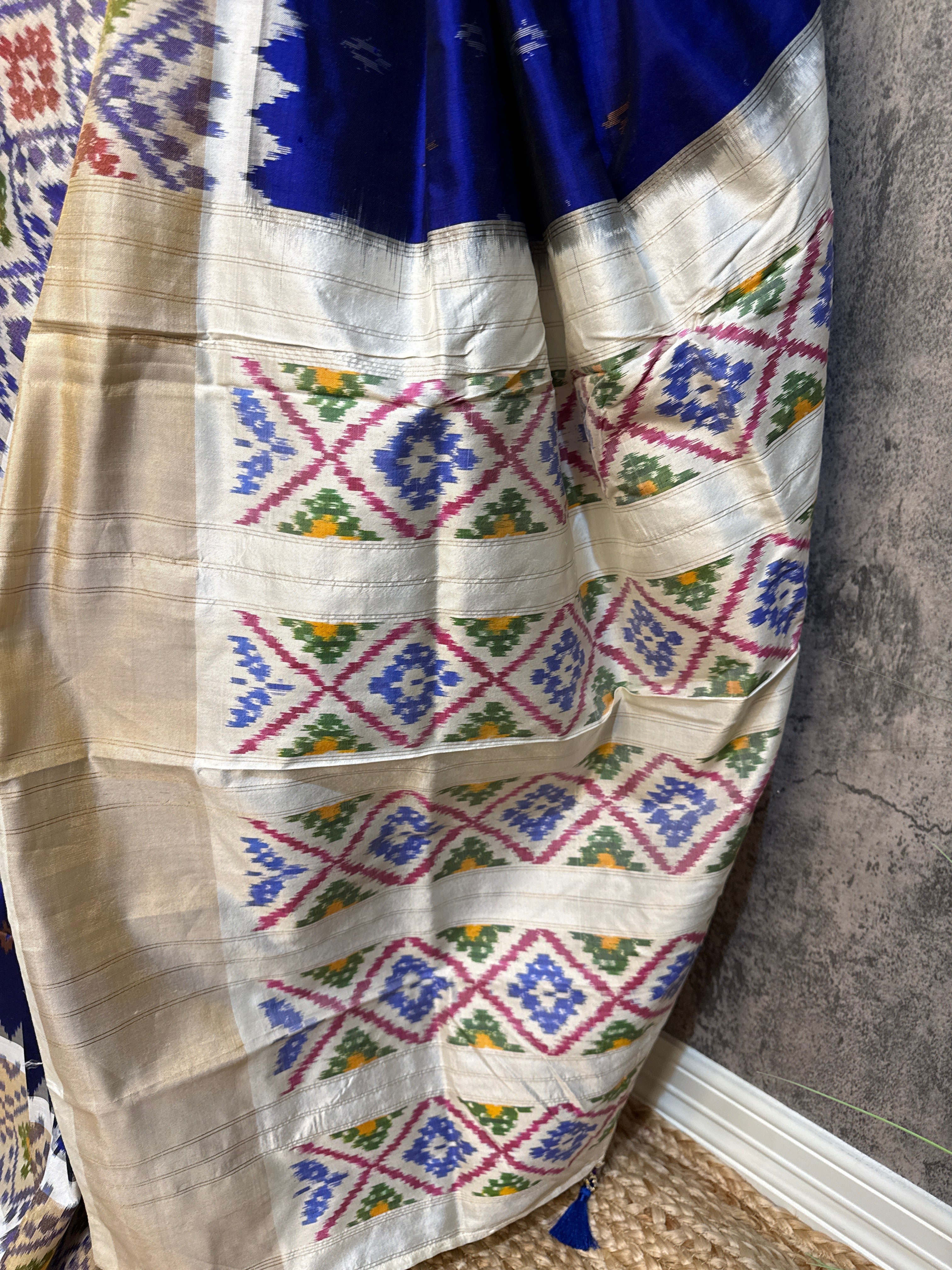 Blue Ikkat handloom saree