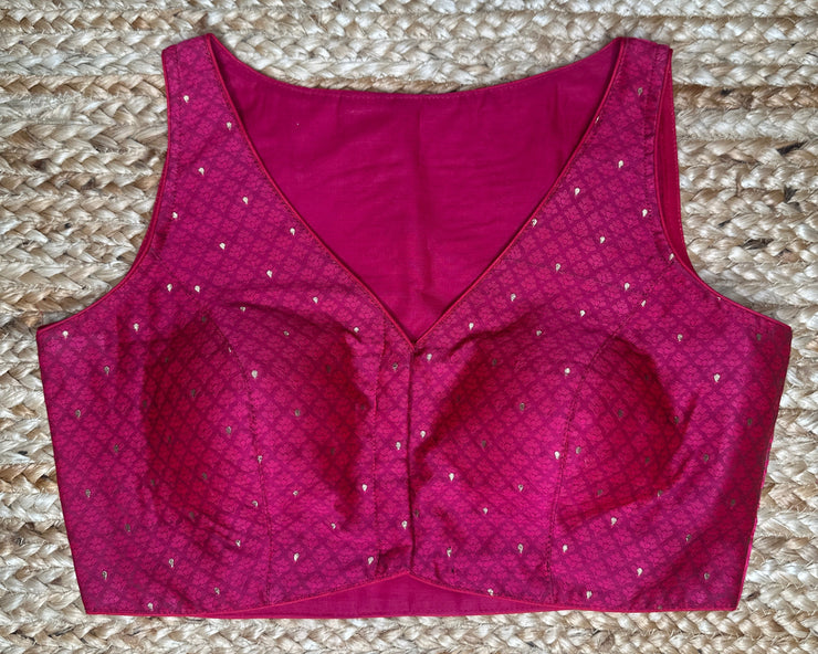 Pink silk sleeveless blouse