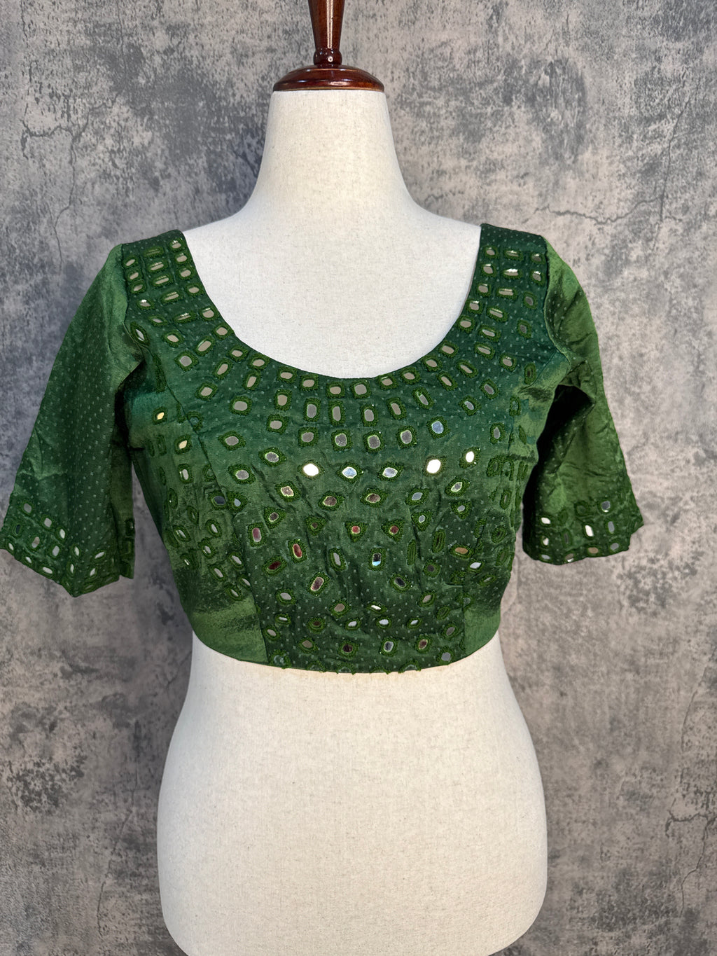 Mshru silk blouse with mirror work