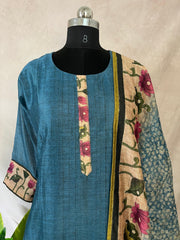 Blue silk kurti set