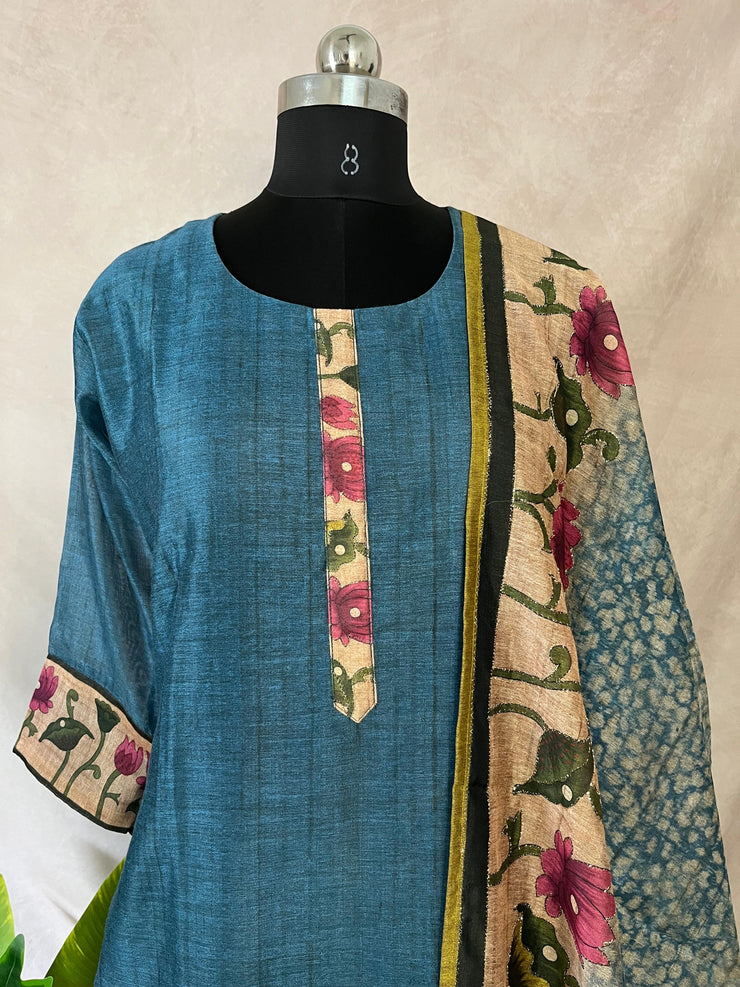 Blue silk kurti set