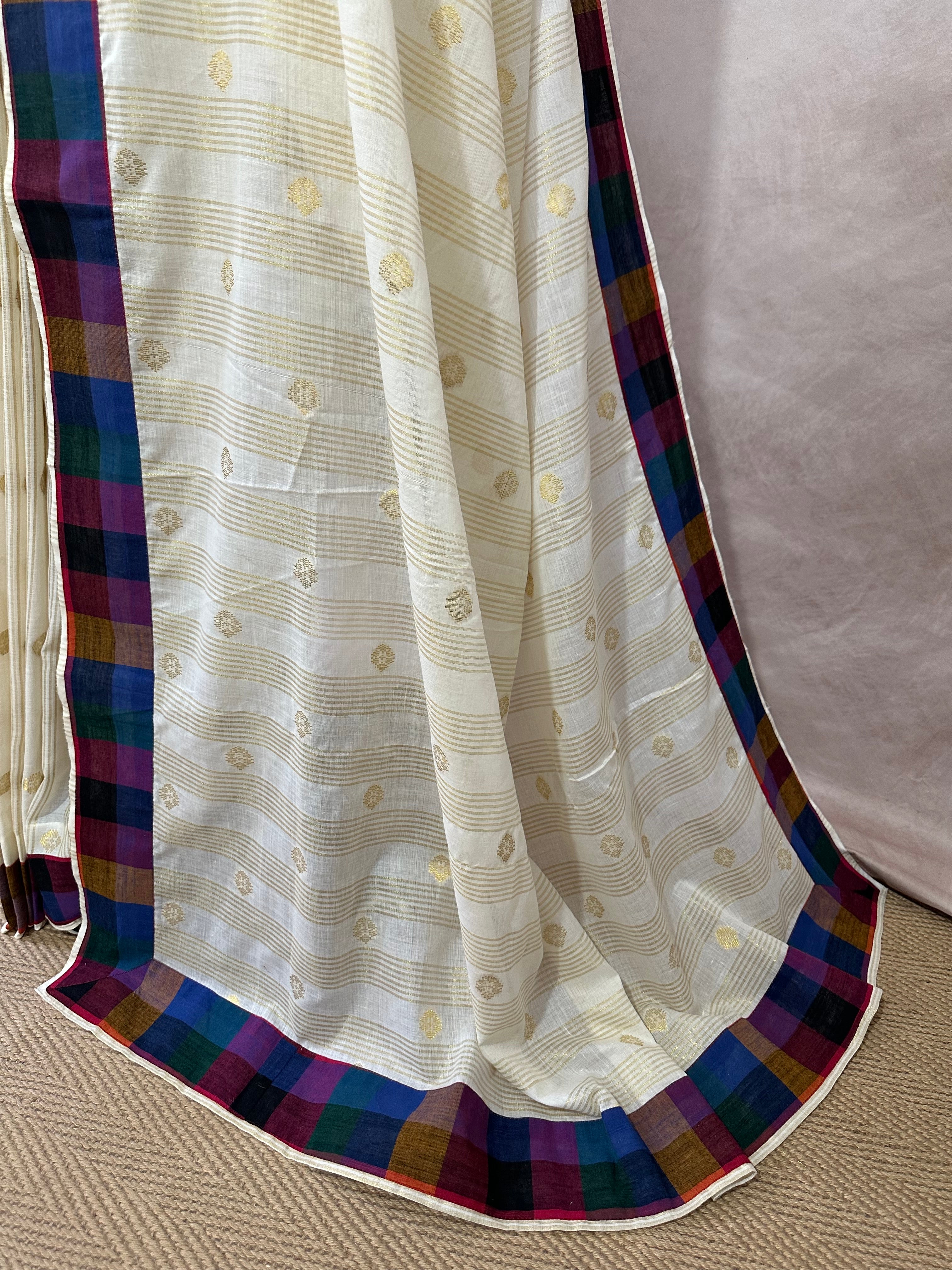 Madras kattam set saree with stitched blouse