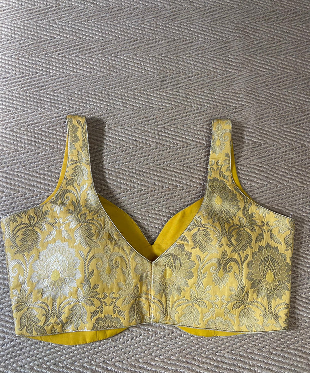Yellow banarsi brocade blouse