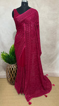 Organza chikankari saree with stitched blouse