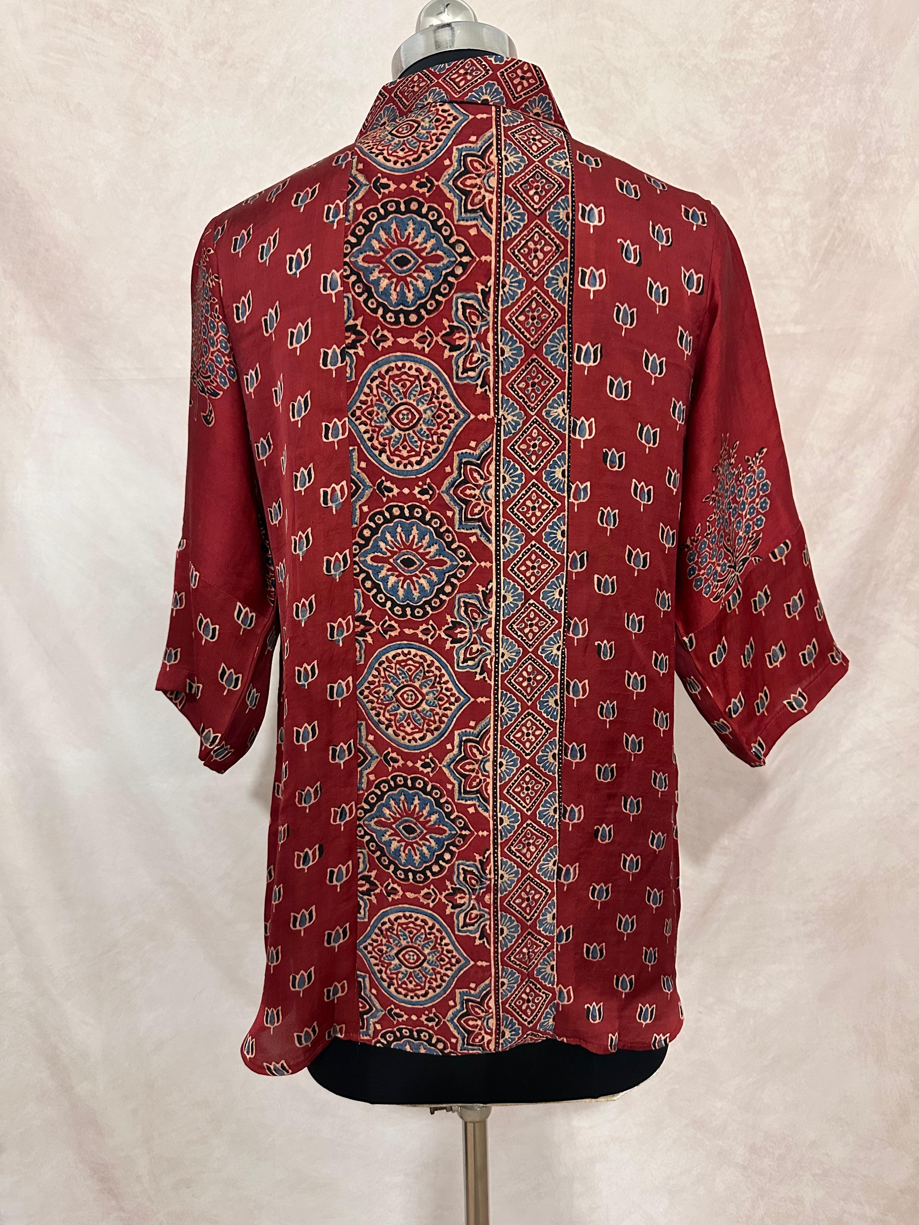 Pure Modal silk shirt with hand block print