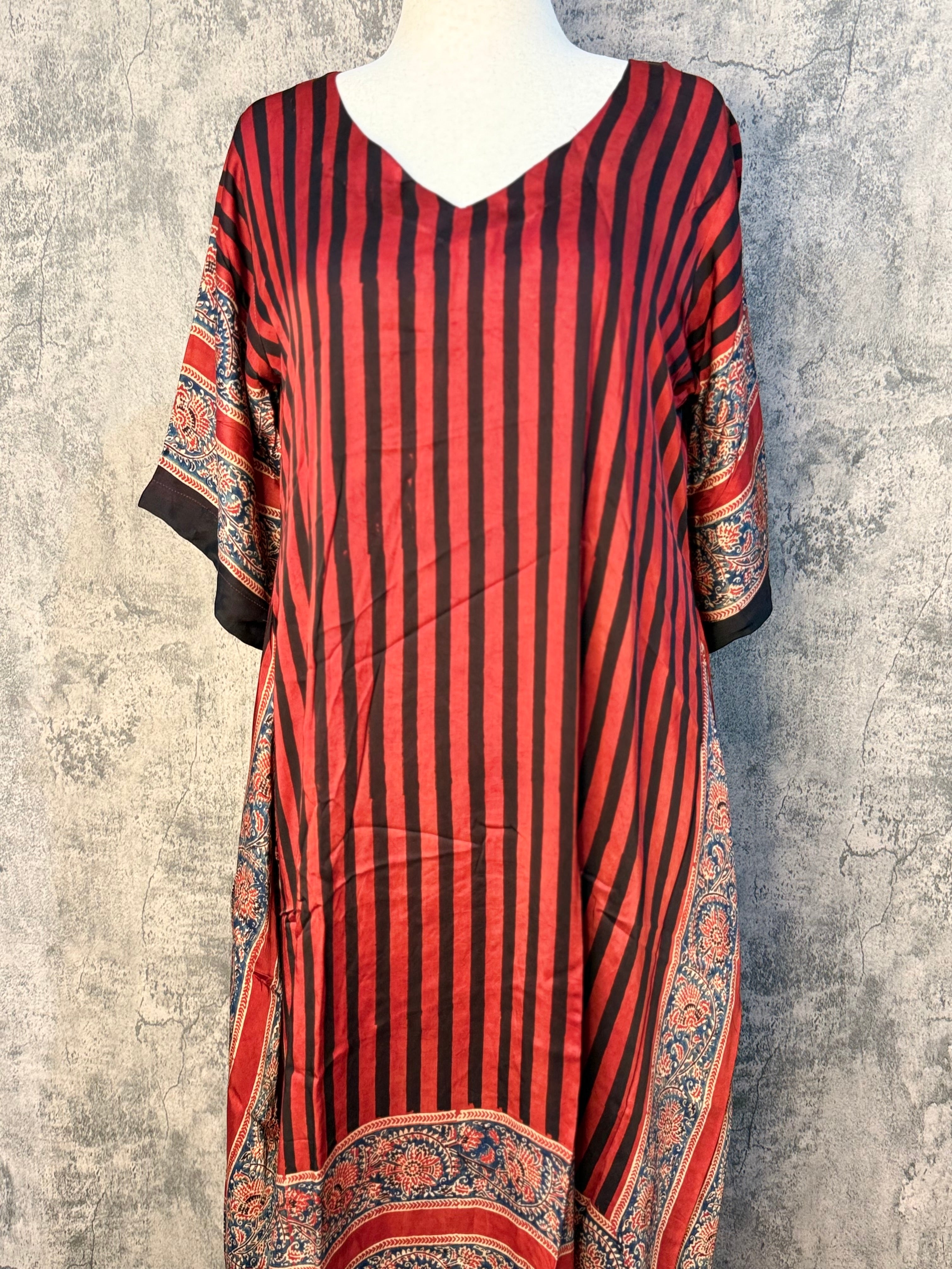 Designer Ajrakh modal silk dress