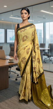 Vanaspati Ajrakh cotton sarees with hand block print with natural dye