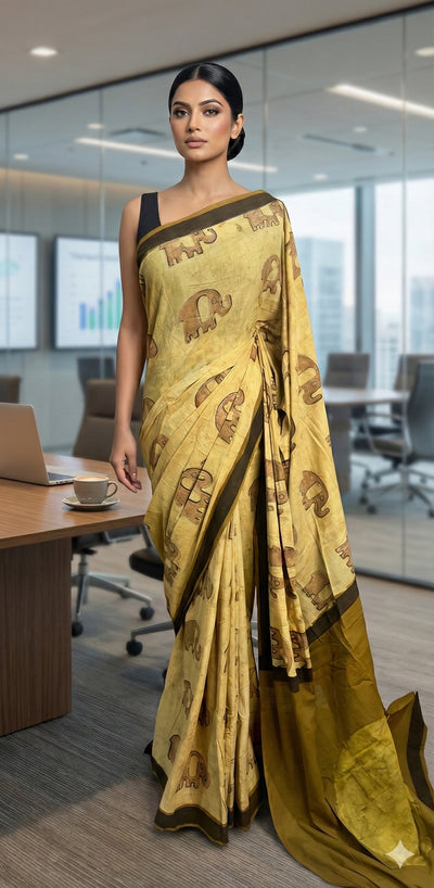Vanaspati Ajrakh cotton sarees with hand block print with natural dye