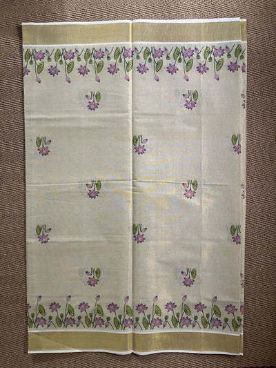 Cotton tissue floral digital printed set saree