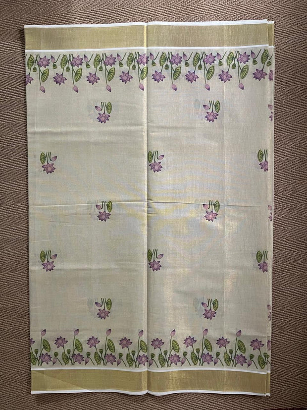 Cotton tissue floral digital printed set saree