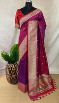Katan banarsi saree with designer blouse