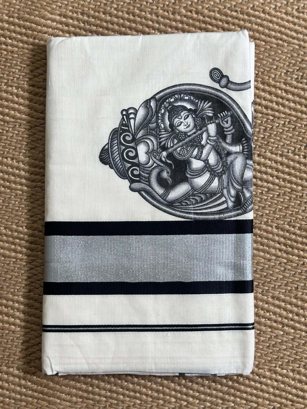 Black and silver combo tissue set saree