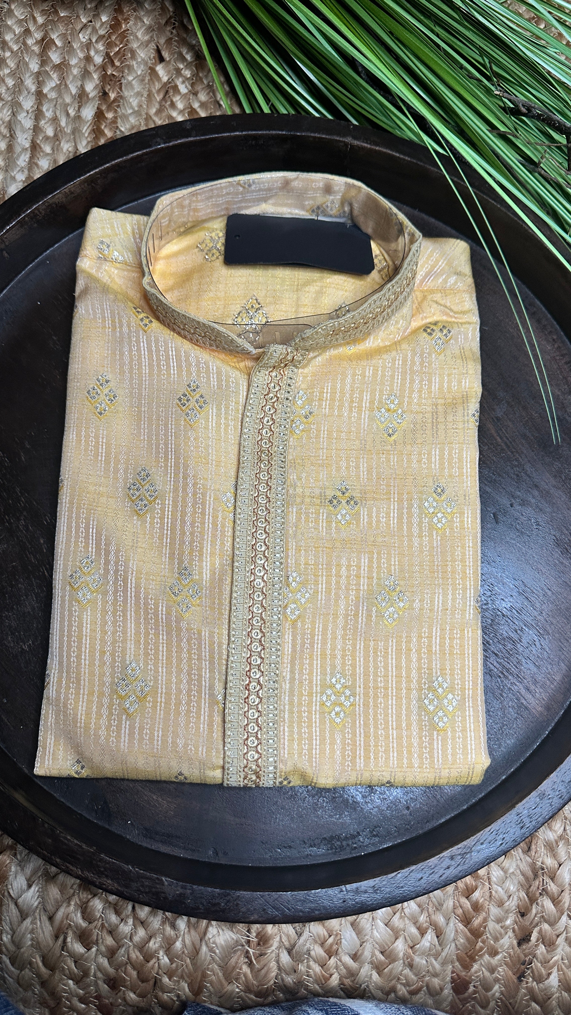 Yellow silk kurta - 38
