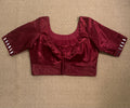 Maroon modal silk blouse with mirror work