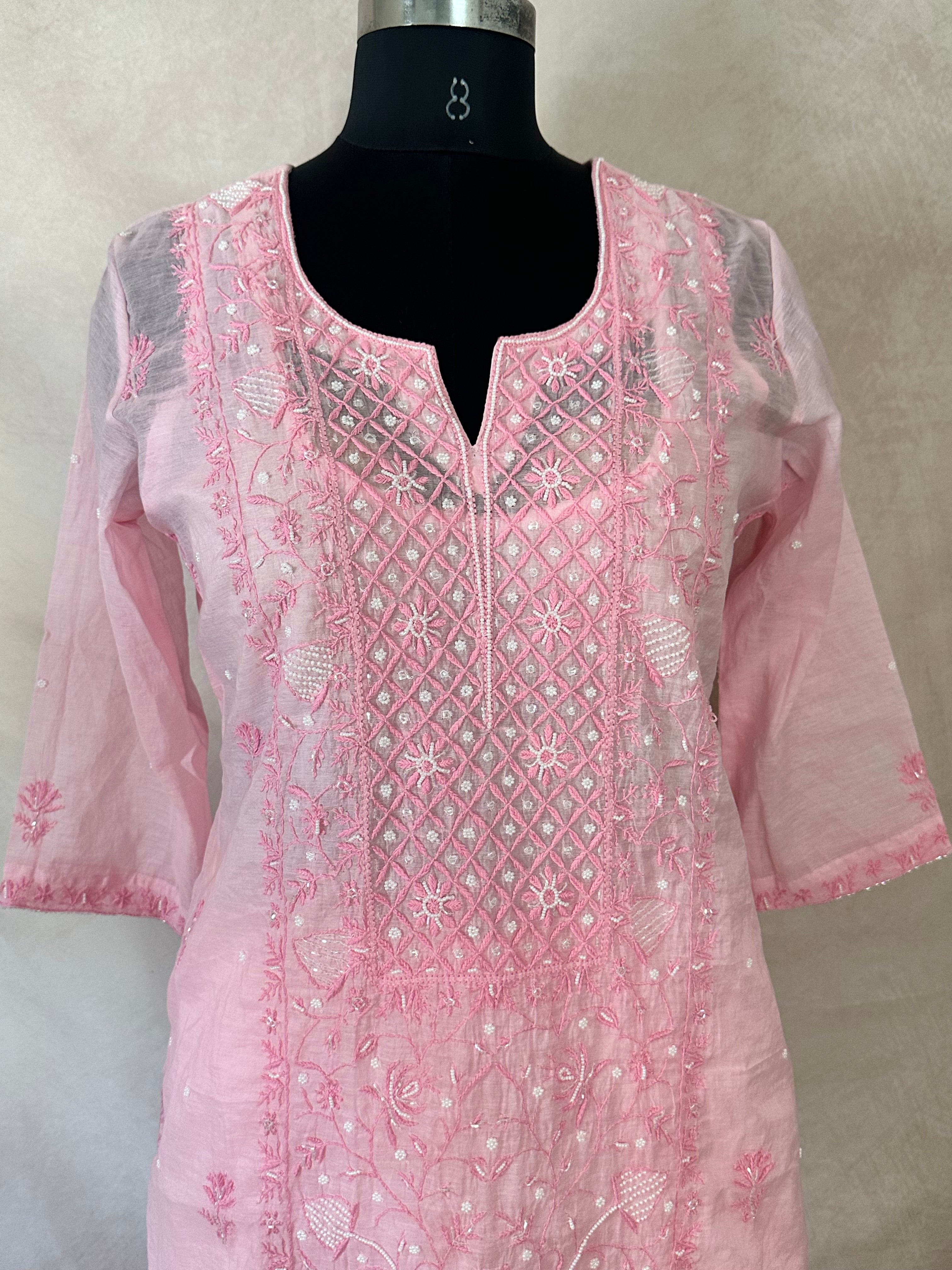 Designer Chikankari kurti with bottom and dupatta