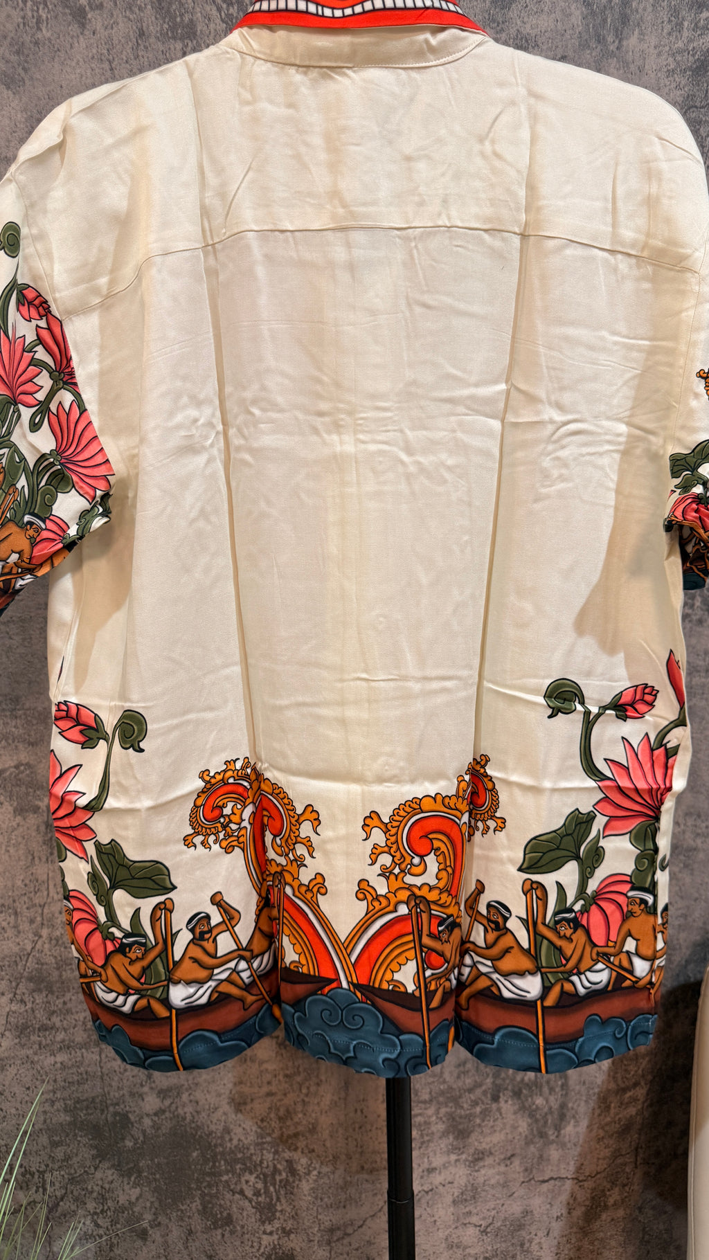 Onam printed modal silk off white shirt - Size S
