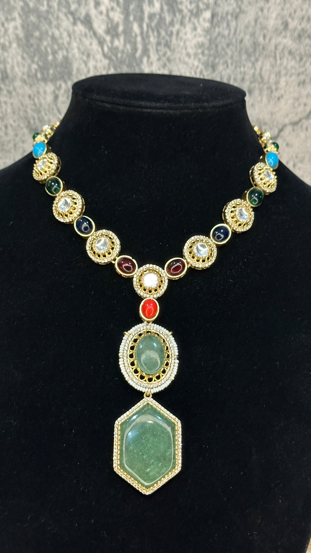 Designer replica necklace with multi color stones