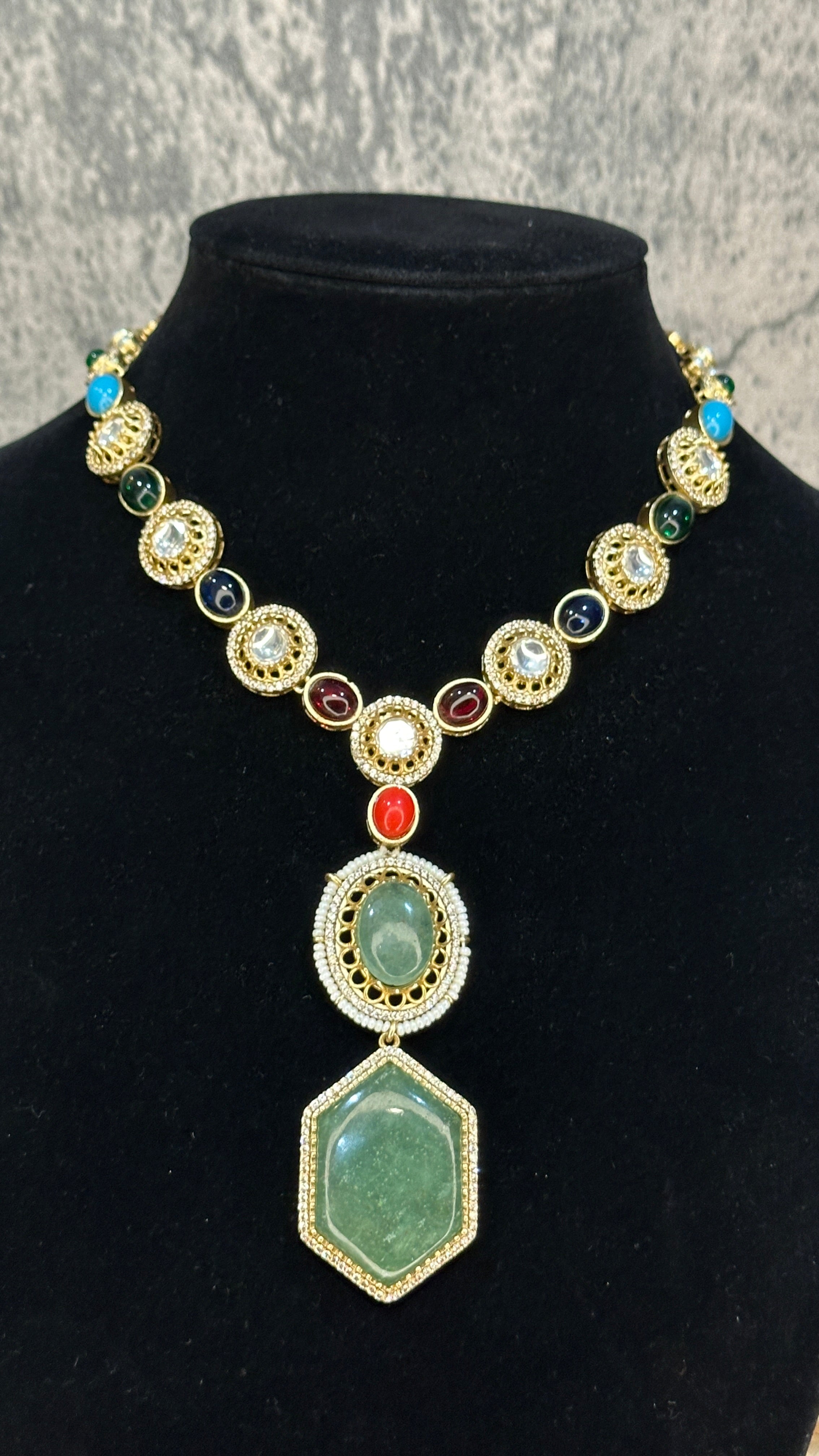 Designer replica necklace with multi color stones