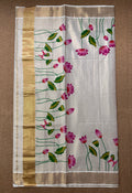 Tissue set saree with lotus print