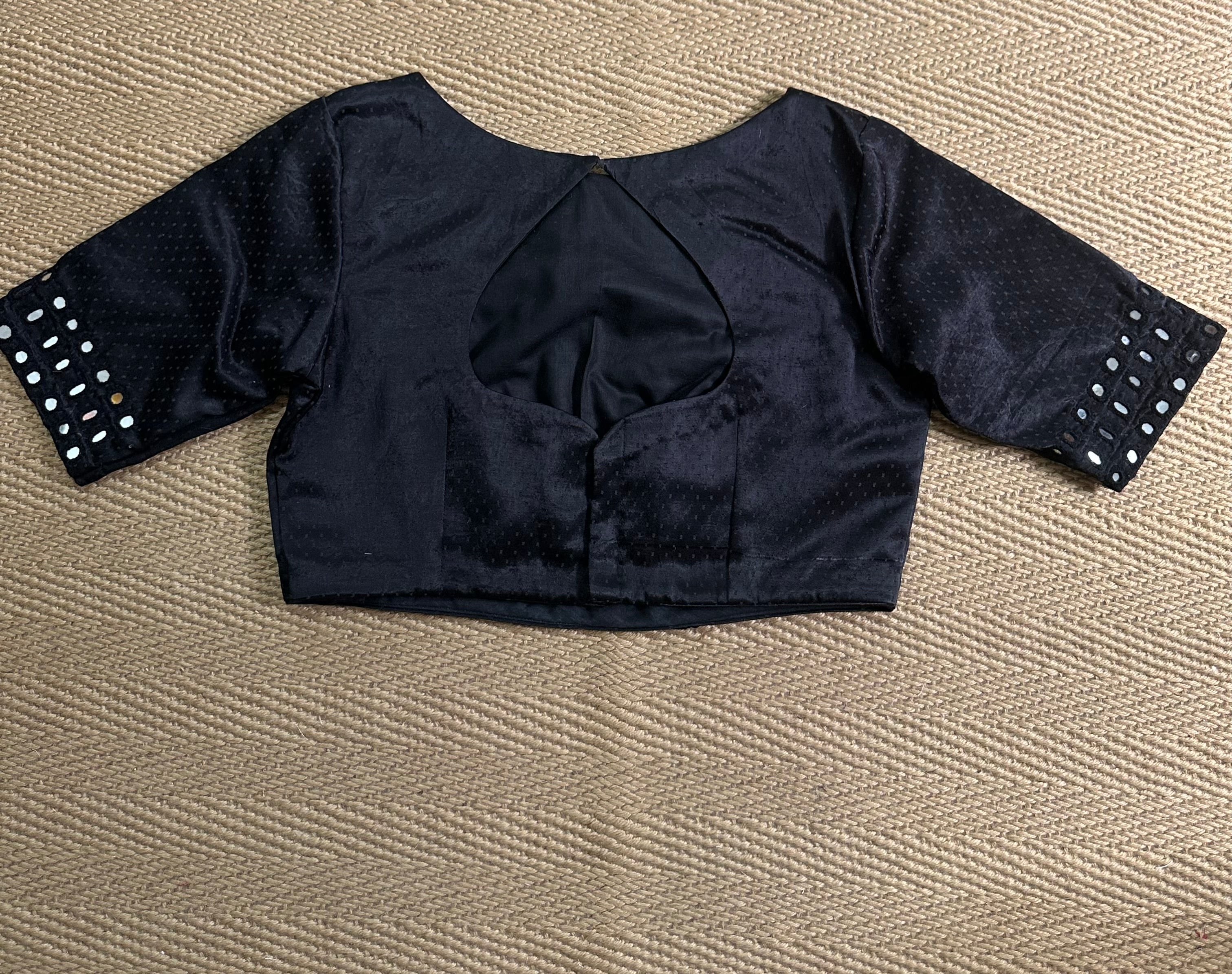 Mashru silk blouse with mirror work