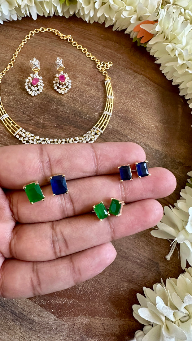 Diamond replica necklace with changable stones and earring