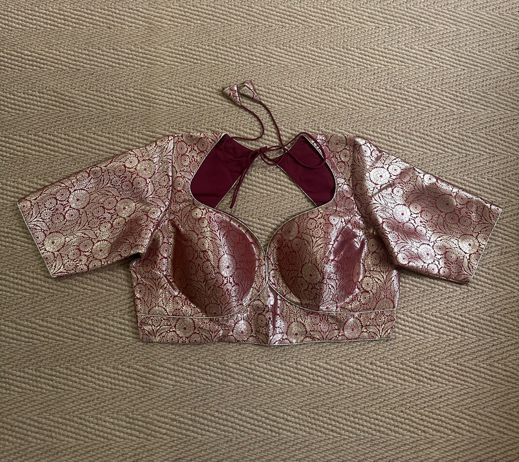 Maroon Banarsi brocade blouse